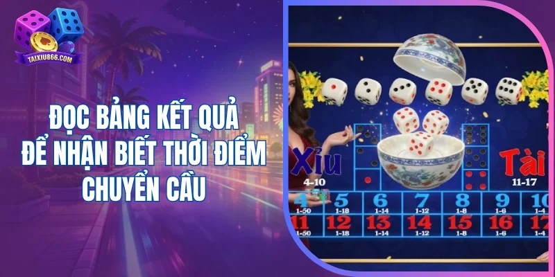 Đọc bảng kết quả để nhận biết thời điểm chuyển cầu